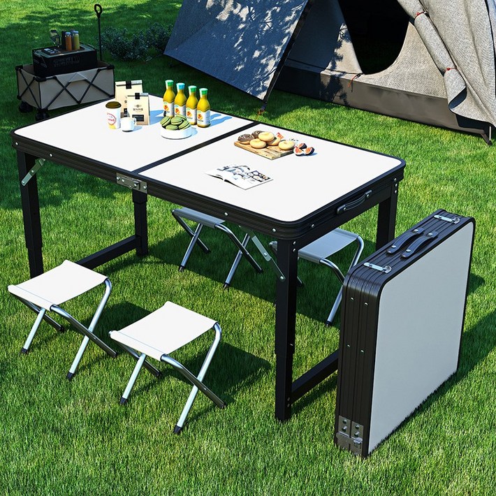 가남 접이식 테이블 휴대용 접이식테이블 높이조절 캠핑테이블, 흰색