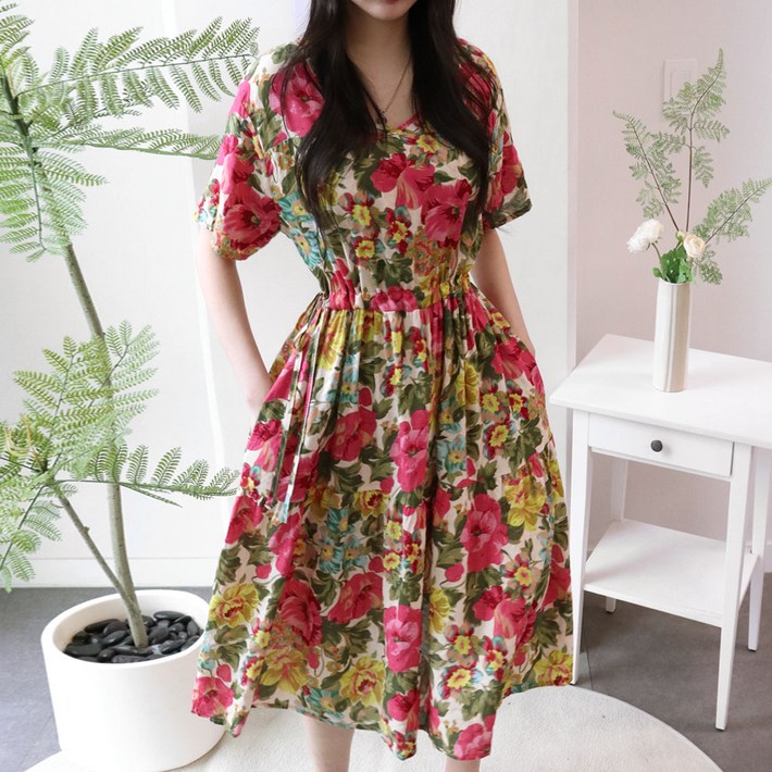 메리앤유 빅사이즈까지 입는 양포켓 아사면 여름원피스