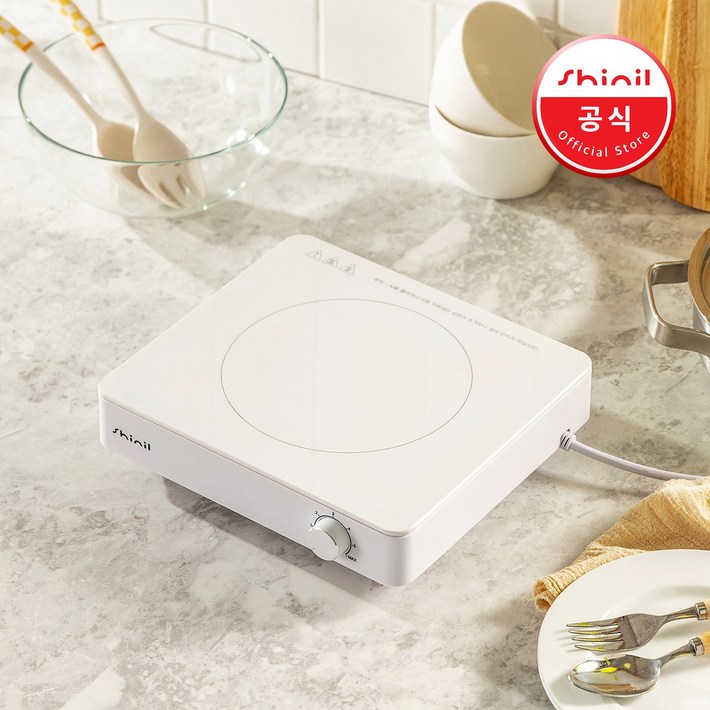 신일 미니멀 1구 6단계 온도조절 인덕션 레인지 SHLWT12CP 화이트