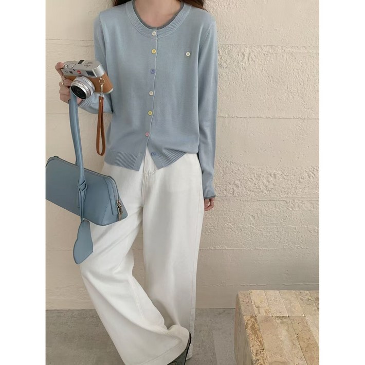 티피아이 여자 크루넥 니트 가디건