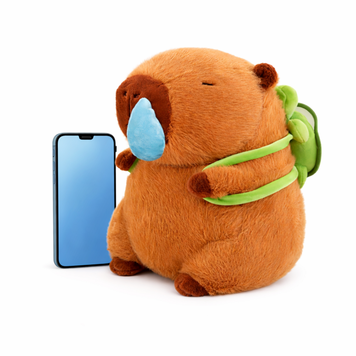 BOLEBIO 볼레비오 콧물 카피바라 인형 거북이 가방 귀여운 애착 인형, 35cm, 1개