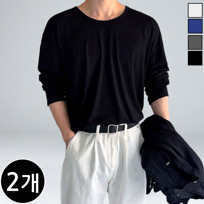 11 남성용 오버핏 U넥 실켓 긴팔 티셔츠 61302