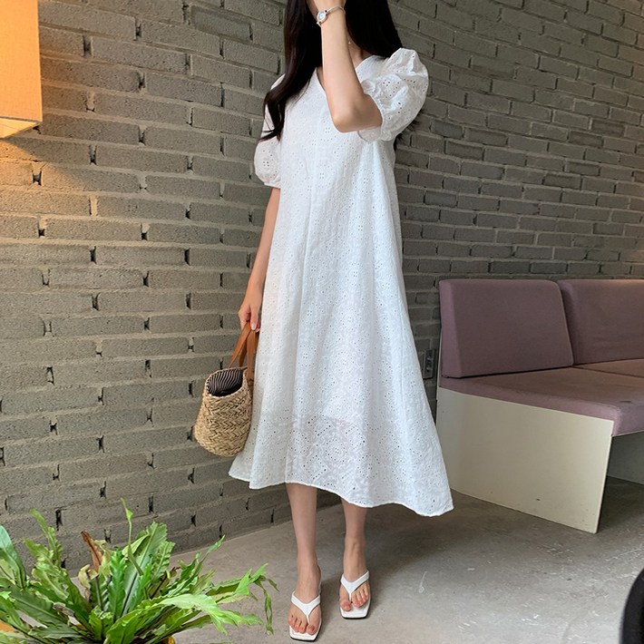 미아마스빈_레이픈 펀칭 레이스 원피스