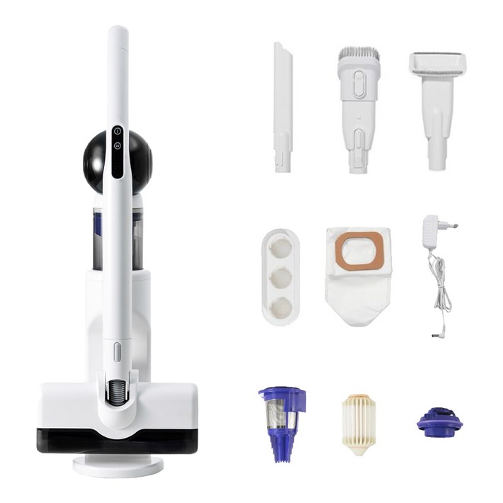 캔즈 무선 침구 청소기 침대 매트리스 이불 진드기 UV 살균 청소기 자동 먼지비움 핸디형, 화이트, CANZV13