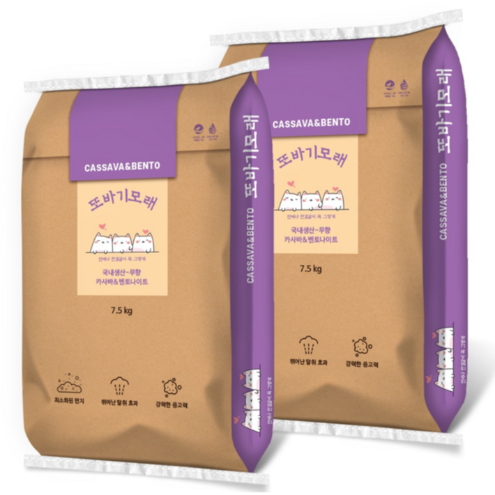 카사벤토 카사바 벤토나이트혼합모래 또바기고양이모래 국내생산 무향 15kg, 무향, 2개, 7.5kg