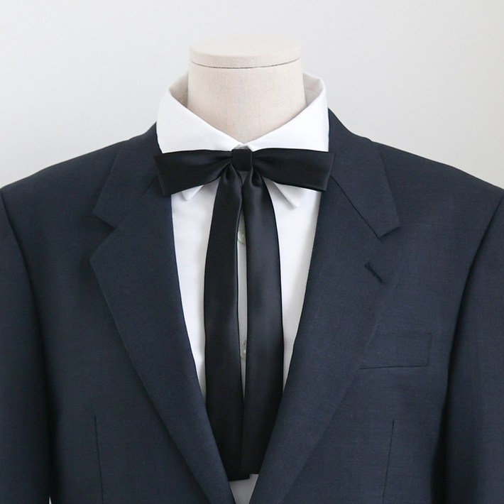 엘블랑꼬 자체제작 남성용 리본 보타이 블랙 웨딩 촬영 결혼식 신랑 넥타이 롱기장