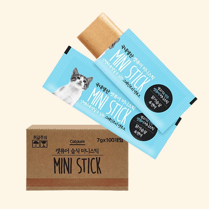 캣퓨어 미니스틱 콤보 4종 세트 대용량 고양이 간식, 닭가슴살연어, 7g, 300박스