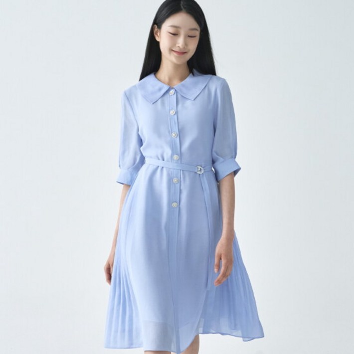 지센 피어로즈 사이드 플리츠 핏플레어 원피스 LFOPO592SB 1425601