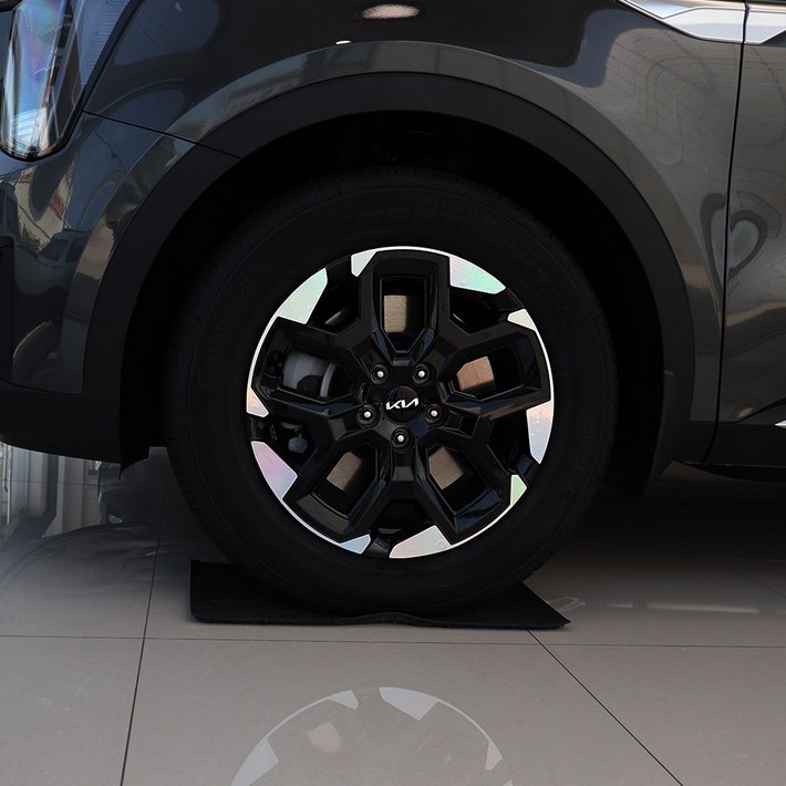 비브랜드와이앤유18인치 타이어 홀로그램 휠마스크 스티커 긁힘방지 보호필름 신형 더뉴쏘렌토 MQ4 호환, 실버홀로그램