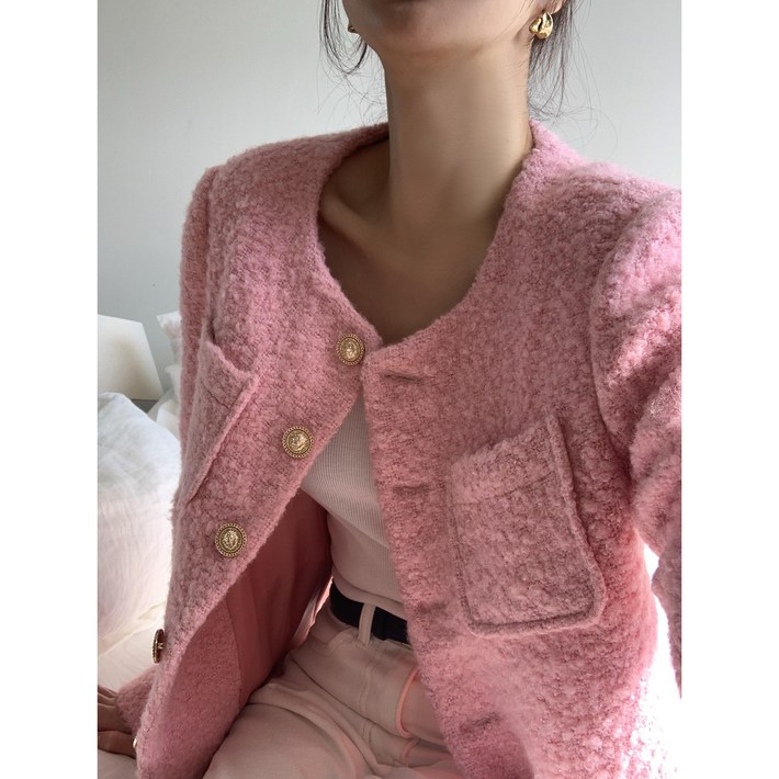 자체제작누빔추가센느 울80 금장버튼 겨울 트위드코트 울코트