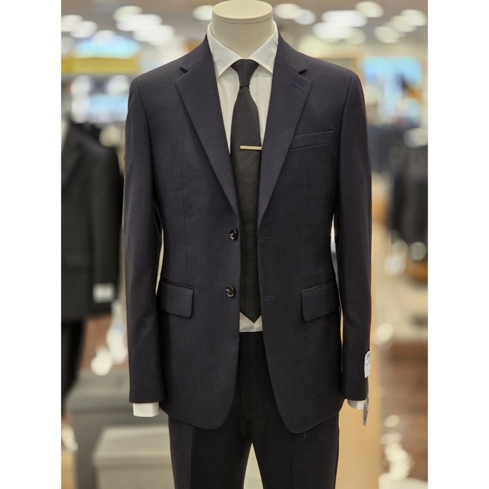 킨록 네이비 기본 솔리드 싱글 신축성 남자 정장 수트 세트 FKS82