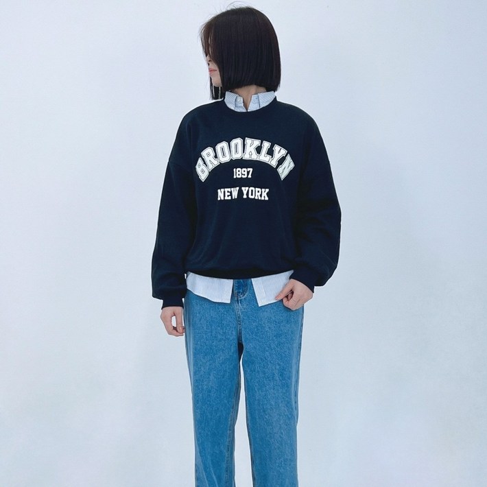 국산 일반 기모 여성 맨투맨 티셔츠 오버핏 여자 맨투맨 커플