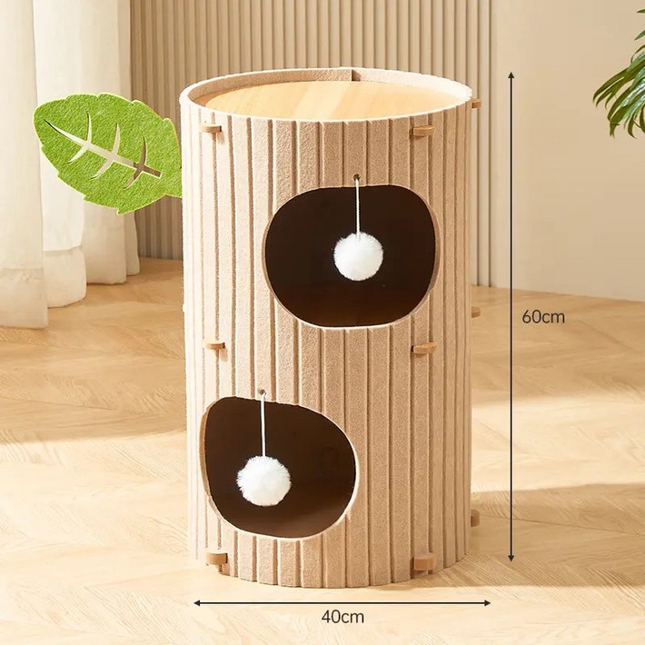 반려묘 원목 놀이터 대형 캣타워 스크래쳐 계단 숨숨처 포함 고양이용품 사계절 활용 인테리어 효과