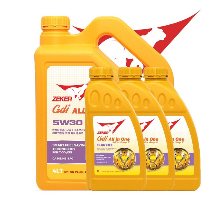 제커 GDI올인원 5W30 SP SN 가솔린 LPG용 엔진코팅제와 5기유 함유, 1개, 5w30, 6L