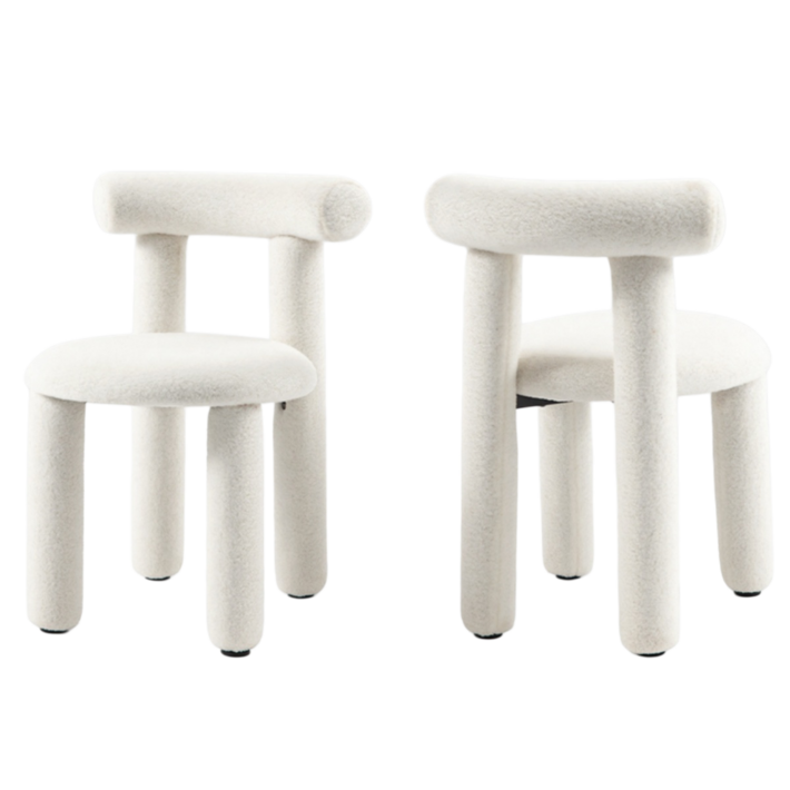 다야레인 식탁의자 모던 라운드 곡선 부클레 다용도 의자 인테리어 등받이 체어, 2개, 화이트