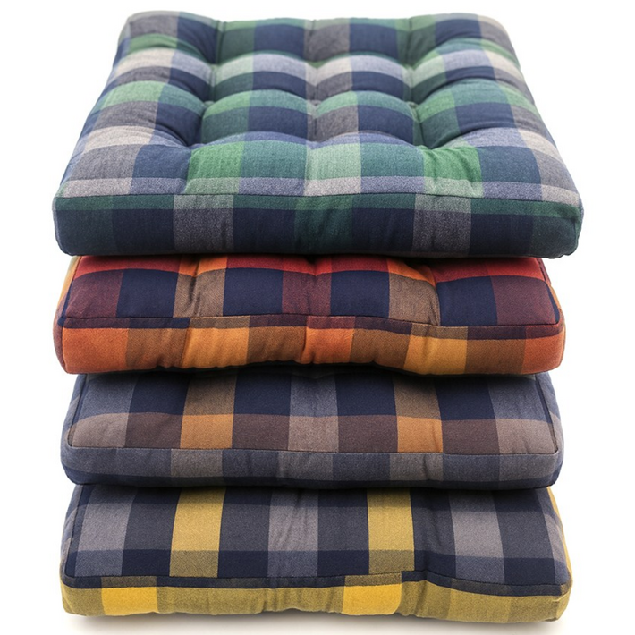 쓰리몰 두꺼운 체크 순면 방석 55×55 거실 바닥 쿠션 좌식 대형 방석 중 대