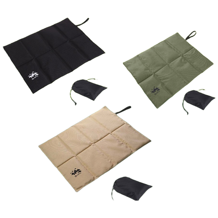 휴대용 접이식 방석 매트 야외용 폴딩형 쿠션 포켓 엠보싱 방석 등산 캠핑 피크닉, 블랙