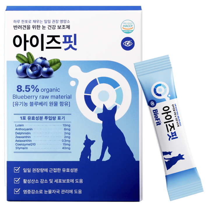 효과 빠른 아이즈핏 강아지 눈 영양제 눈물 자국 눈물량 냄새 개선 루테인 항산화, 30회분, 눈물개선눈건강, 1세트
