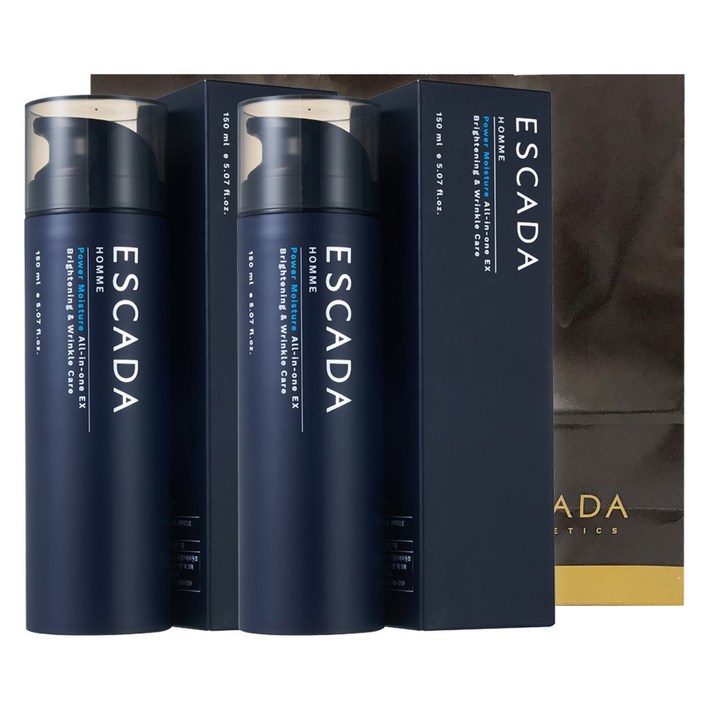 에스까다 옴므 파워 모이스춰 올인원 Ex 150ml 쇼핑백증정 남성 미백주름스킨로션에센스 올인원 화장품 대용량, 150ml, 2개 에스까다 옴므 파워 모이스춰 올인원 Ex 150ml 쇼핑백증정 남성 미백주름스킨로션에센스 올인원 화장품 대용량, 150ml, 2개