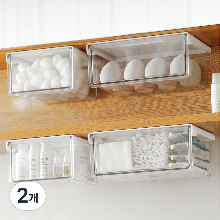 코지티 무타공 슬라이딩 히든 수납 서랍, 화이트 대형, 2개 코지티 무타공 슬라이딩 히든 수납 서랍, 화이트 대형, 2개