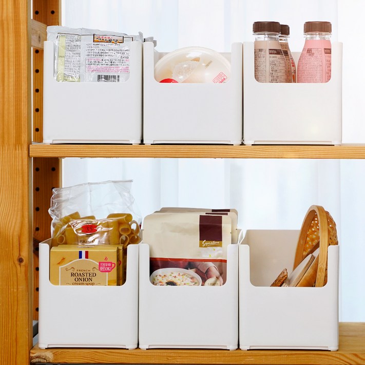 코멧 국내생산 심플한 팬트리 정리함, 화이트, 6개