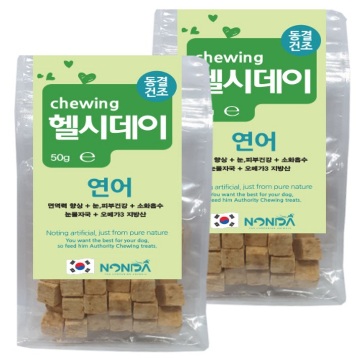 논다 츄잉 헬시데이 동결 건조 강아지 간식 50g, 연어, 2개