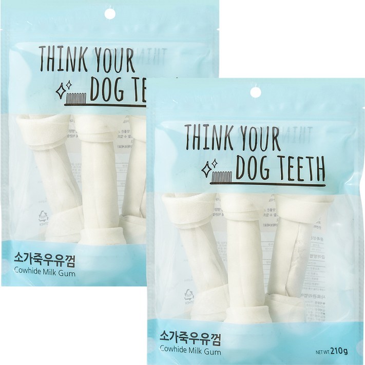 강아지 Think your dog teeth 소가죽우유껌 대형 210g 3p 강아지 Think your dog teeth 소가죽우유껌 대형 210g 3p