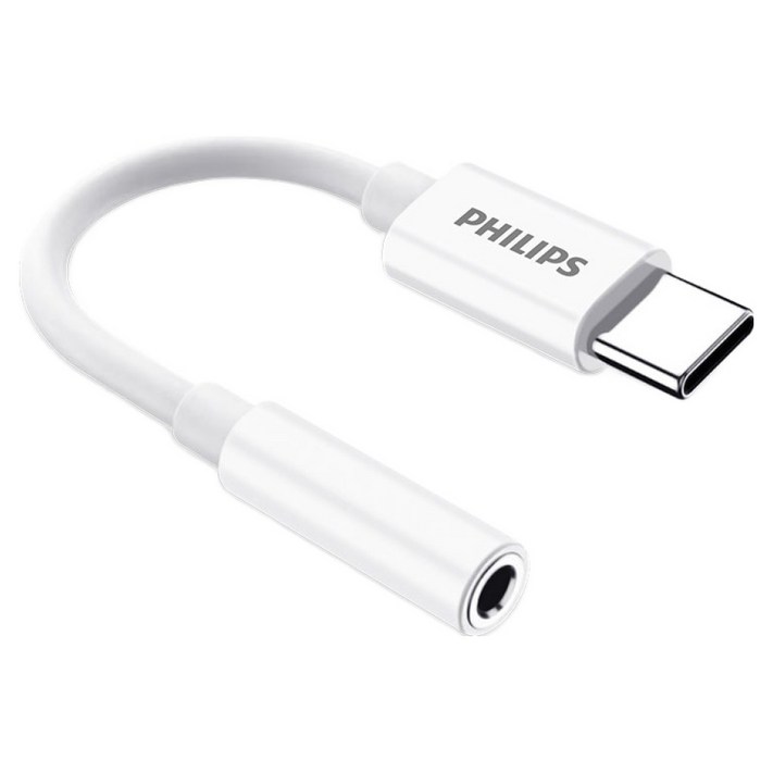 필립스 C타입 3.5mm 이어폰 변환 젠더 오디오 AUX 헤드셋 마이크 연결잭 고품질 DAC 칩 내장, 11m, 흰, 1개, SWA3073CW