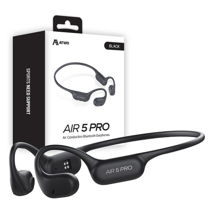 에이투 에어5프로 초경량 오픈형 MP3 공기전도 무선 블루투스 이어폰, ATWO AIR 5 PRO, 블랙
