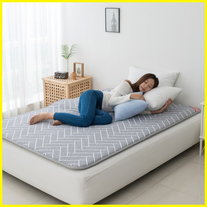 안전 따뜻 도톰한 비오바디 한일의료기 탄소매트 EMF 카본 전기매트 전기장판, 핫핫 퀸더블140x200cm, 4.헤링본 그레이