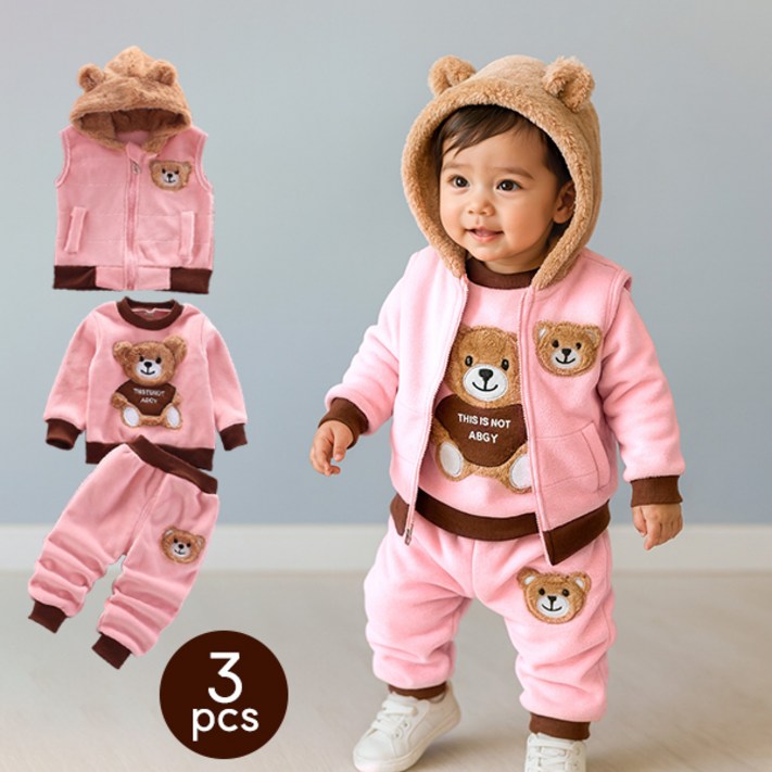 몽실이 벨로아곰 조끼세트상하복 겨울 유아 외출복