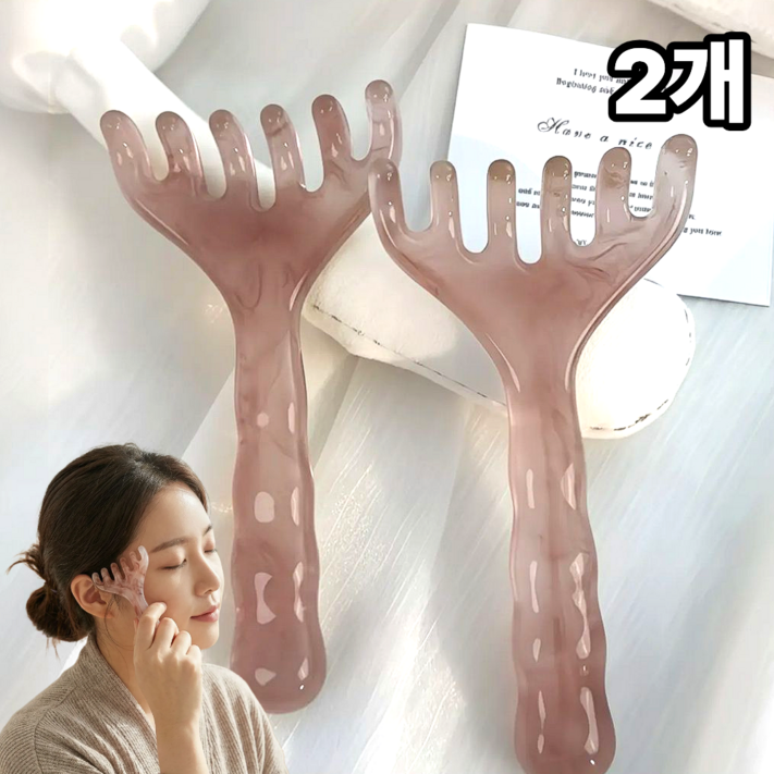 슈레보 두피 힐링 즉각시원 마사지 괄사, 핑크, 2개