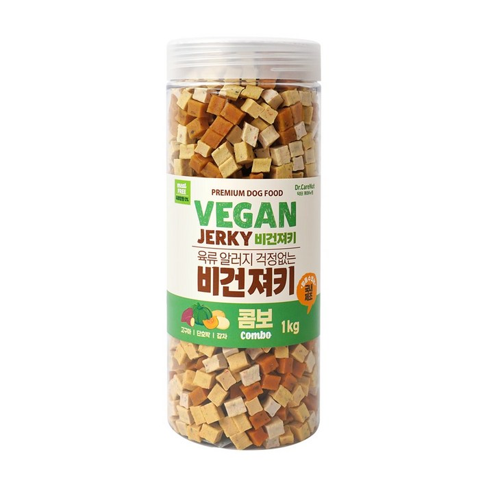 닥터케어누트 강아지 비건 져키 영양간식 육류알러지케어 대용량 4종, 1개, 1kg, 혼합맛고구마단호박감자