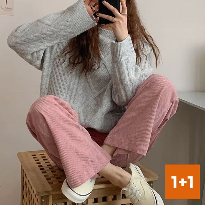 11세트 벨라도나 여성 루즈핏 4컬러 코듀로이 와이드 밴딩팬츠 BLDN30125WS