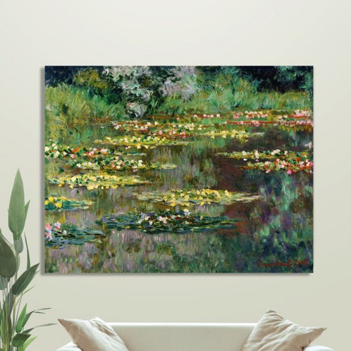 픽콘 갤러리랩 대형 명화 캔버스액자 65X50cm, 수련 연못