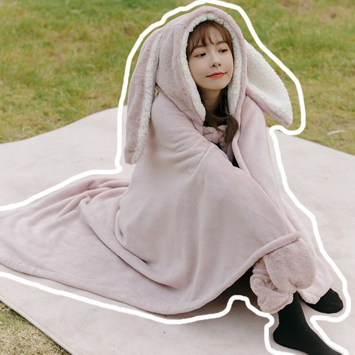 BBEDA 러블리 래빗 입는 롱후드 극세사 캠핑 담요 BBEDA 러블리 래빗 입는 롱후드 극세사 캠핑 담요