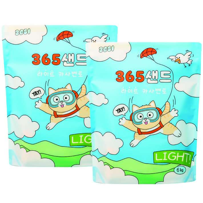 3651 365샌드 라이트 카사벤토 카사바 벤토나이트 고양이모래, 무향, 2개, 6kg