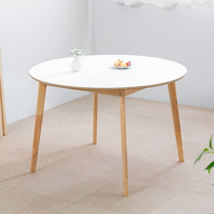 밀키우드 1100 원형 4인 화이트 주방 식탁 테이블 HPM 카페 커피숍 업소 회의 디자인, 화이트