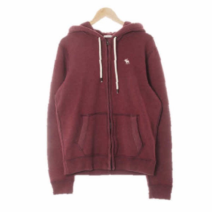 6664 아베크롬비 버건디 면혼방 워싱빈티지스웨트후드집업 S