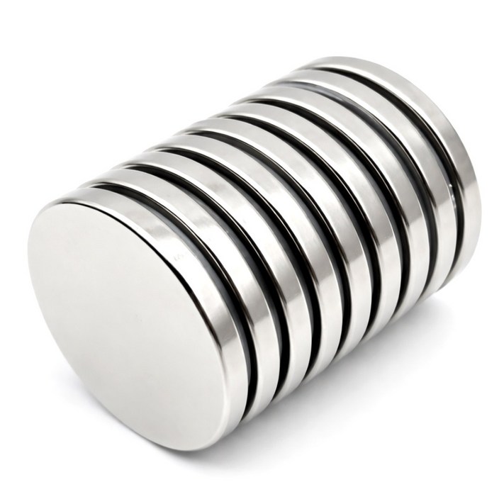 마니코 초강력 네오디움 원형자석 지름50mm 두께5mm 산업용 강력자석 철판고정 고정용 흡착자석, 10개, 실버