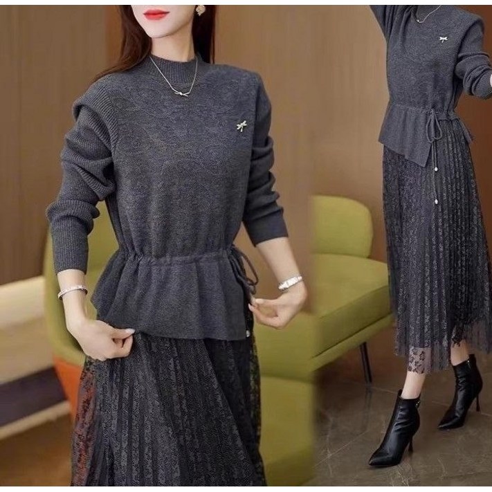 COCOD 진샌원피스여성 플리츠 스커트 여성스러운 이중 원피스