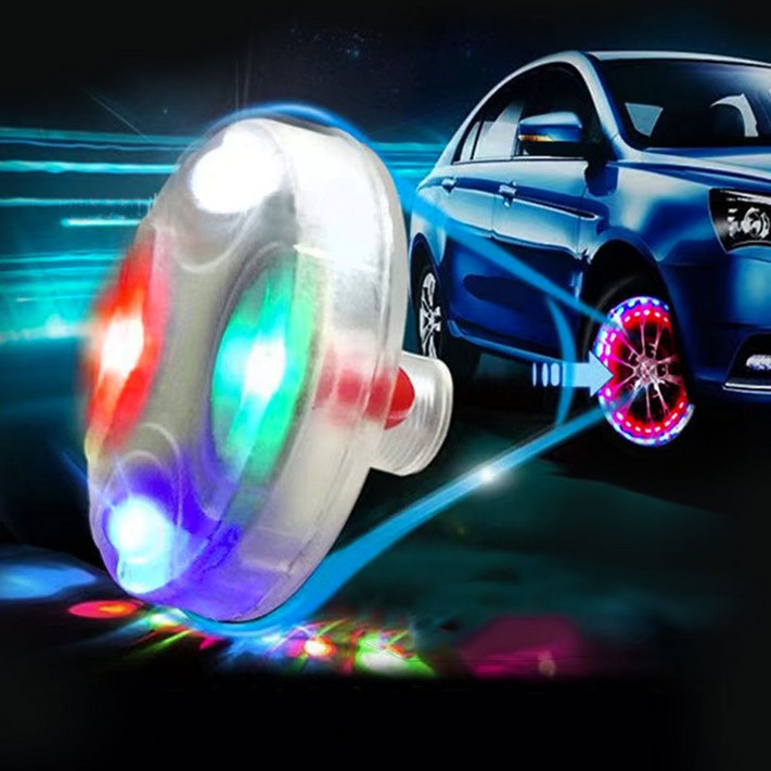 Led 타이어 밸브캡 휠 라이트 방수 램프, 발광색, 2개