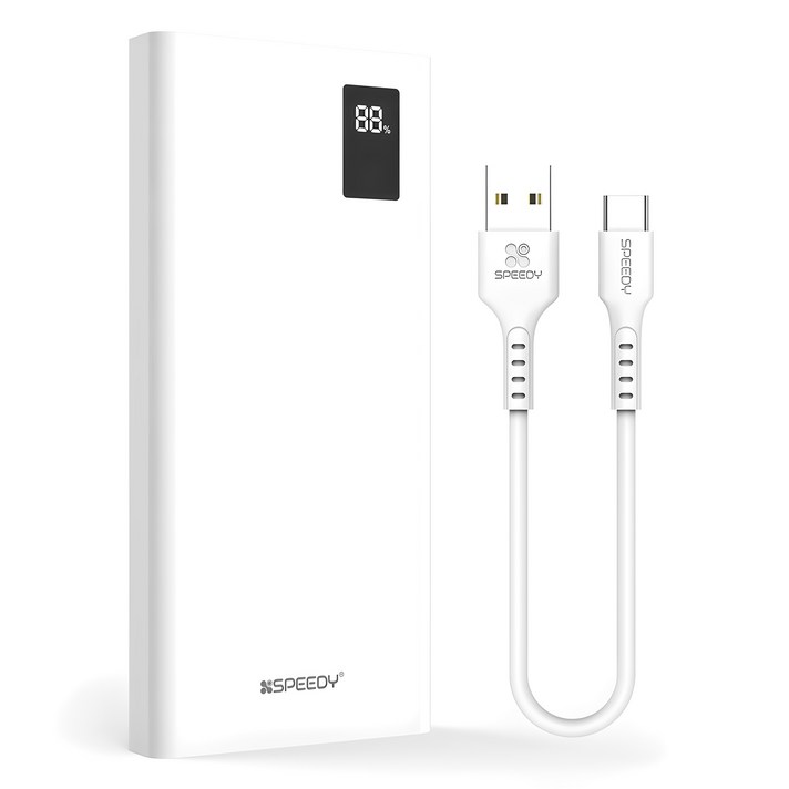 SPEEDY 슬림핏 PD 20W 고속충전 보조배터리 10000mAh 멀티단자 20W C타입 케이블, SPEB2PA10DPQC타입, 화이트