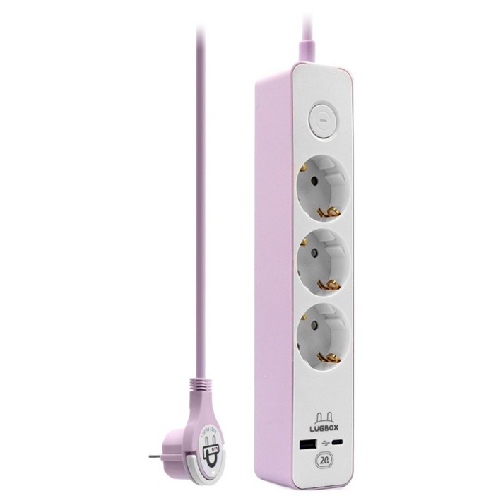 러그박스 고속충전 USB C타입 고용량 멀티탭 3구 3500W 퍼플핑크, 1개, 1.5m