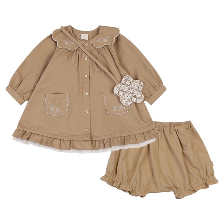 에뜨와 유아용 레일린 트렌치 면 원피스