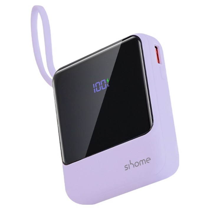 시홈 PD 22.5W 고속충전 일체형 미니 보조배터리 10000mAh, SHFB1Y, 퍼플