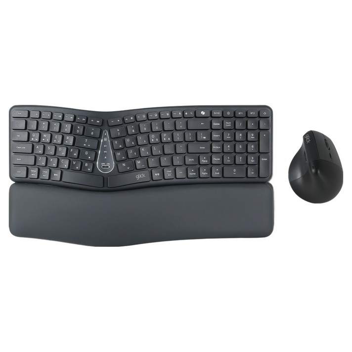 지클릭커 오피스프로 에르고M 무선 키보드  버티컬 마우스 세트, 블랙, EMK400, 인체공학