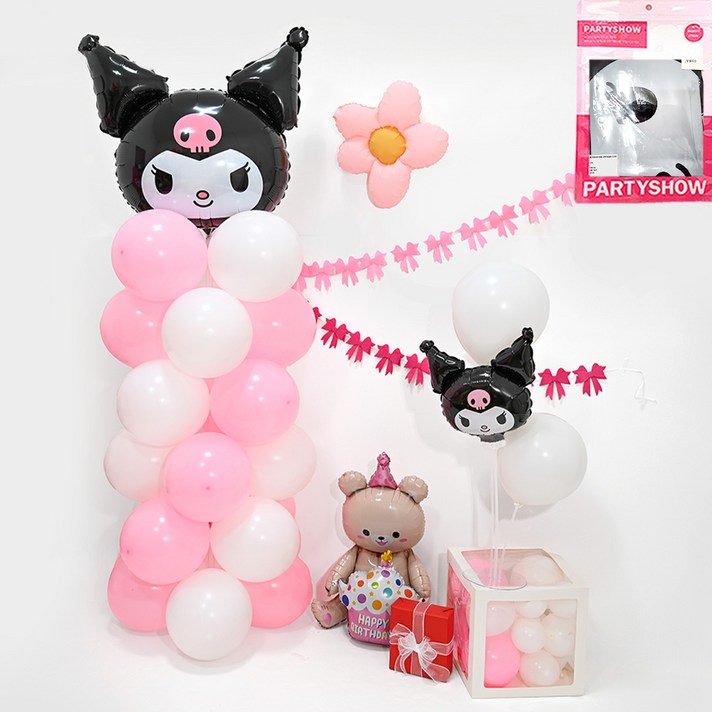 파티쇼 대형 장식 캐릭터 쿠로미 풍선  스탠드 기둥 세트, 혼합색상, 1세트