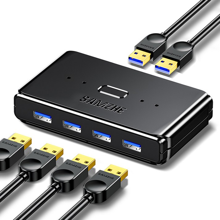 삼지 4포트 USB3.0 멀티허브 스위치 선택기 GX400, 블랙, 1개