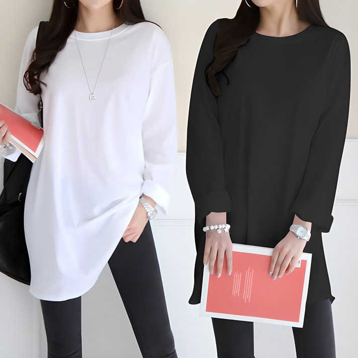 쏭스타일 2장묶음 박시레이어드롱티